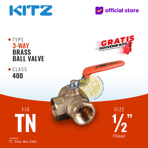 [EZR.2200391] 3-Way Ball Valve KITZ Fig. 400 TN , 1/2" - 15A - 15mm , Drat / Screw