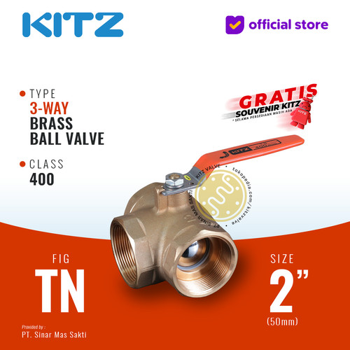 [EZR.2200394] 3-Way Ball Valve KITZ Fig. 400 TN , 2" - 50A - 50mm , Drat / Screw