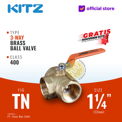 [EZR.2200396] 3-Way Ball Valve KITZ Fig. 400 TN , 1 1/4" - 32A - 32mm , Drat / Screw