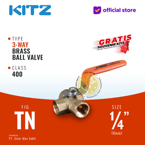[EZR.2200400] 3-Way Ball Valve KITZ Fig. 400 TN , 1/4" - 8A - 8mm , Drat / Screw