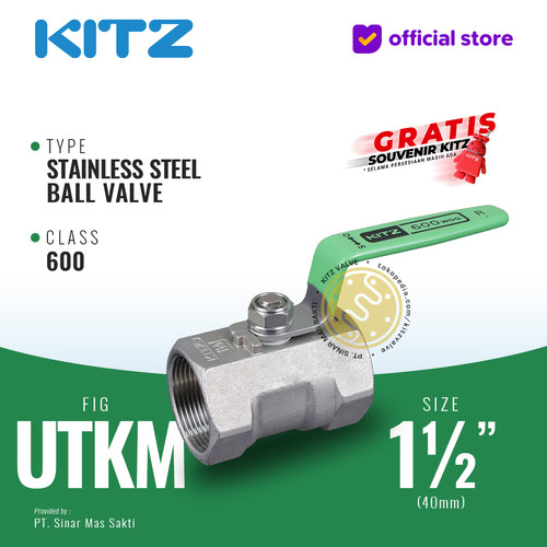 [EZR.2200416] KITZ Stainless Ball Valve Fig. 600 UTKM , 1 1/2" - 40mm , Drat Screw