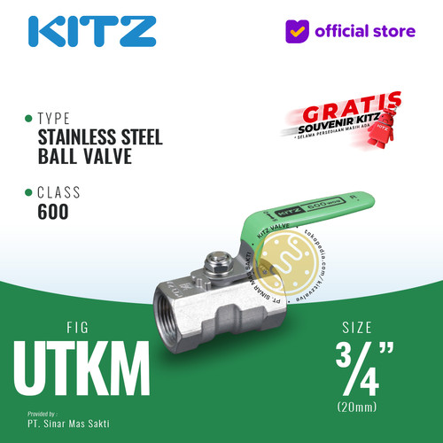 [EZR.2200419] KITZ Stainless Ball Valve Fig. 600 UTKM , 3/4" - 20mm , Drat Screw