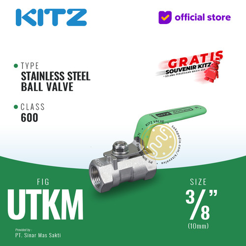 [EZR.2200421] KITZ Stainless Ball Valve Fig. 600 UTKM , 3/8" - 10mm , Drat Screw