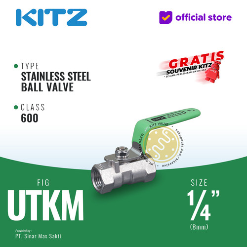 [EZR.2200422] KITZ Stainless Ball Valve Fig. 600 UTKM , 1/4" - 8A - 8mm , Drat Screw