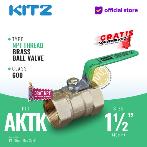 [EZR.2200424] NPT Ball Valve KITZ Fig. 600 AKTK , 1 1/2" - 40mm , Drat Kasar