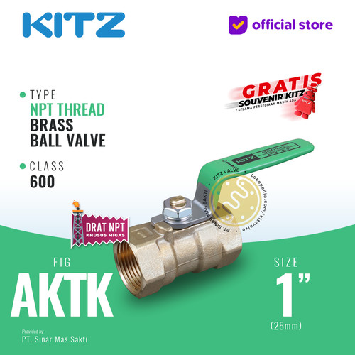 [EZR.2200426] NPT Ball Valve KITZ Fig. 600 AKTK , 1" - 25A - 25mm , Drat Kasar
