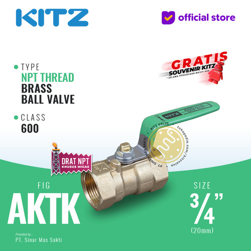 [EZR.2200427] NPT Ball Valve KITZ Fig. 600 AKTK , 3/4" - 20A - 20mm , Drat Kasar