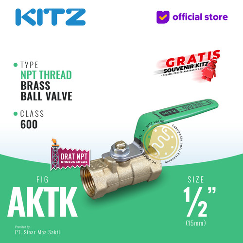 [EZR.2200428] NPT Ball Valve KITZ Fig. 600 AKTK , 1/2" - 15A - 15mm , Drat Kasar