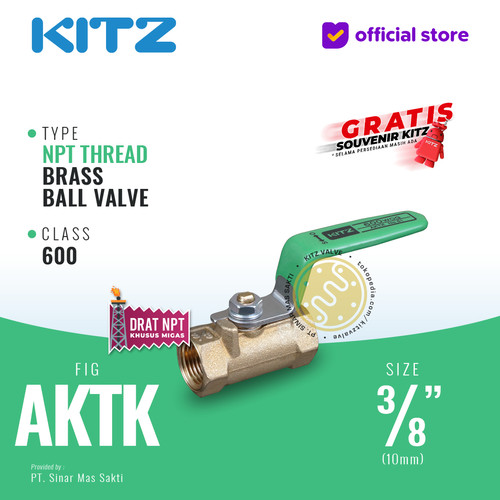 [EZR.2200429] NPT Ball Valve KITZ Fig. 600 AKTK , 3/8" - 10A - 10mm , Drat Kasar
