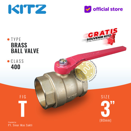 [EZR.2200467] KITZ Brass Ball Valve Fig. 400 T , 3" - 80A - 80mm , Drat / Screw