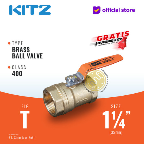 [EZR.2200471] KITZ Brass Ball Valve Fig. 400 T , 1 1/4" - 32A - 32mm , Drat / Screw