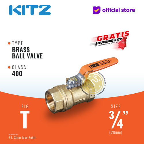 [EZR.2200473] KITZ Brass Ball Valve Fig. 400 T , 3/4" - 20A - 20mm , Drat / Screw