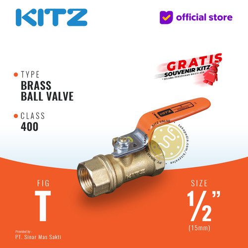[EZR.2200474] KITZ Brass Ball Valve Fig. 400 T , 1/2" - 15A - 15mm , Drat / Screw