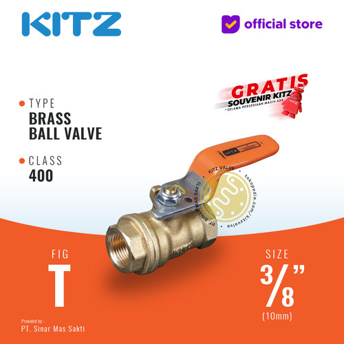 [EZR.2200475] KITZ Brass Ball Valve Fig. 400 T , 3/8" - 10A - 10mm , Drat / Screw