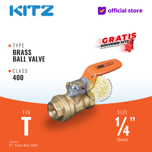 [EZR.2200476] KITZ Brass Ball Valve Fig. 400 T , 1/4" - 8A - 8mm , Drat / Screw