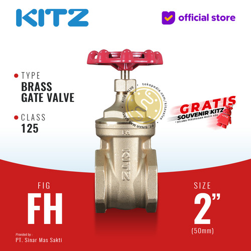 [EZR.2200479] KITZ Brass Gate Valve Fig. 125 FH , 2" - 50A - 50mm , Drat / Screw