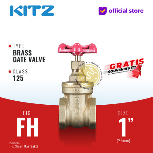 [EZR.2200482] KITZ Brass Gate Valve Fig. 125 FH 1" - 25A - 25mm , Drat / Screw
