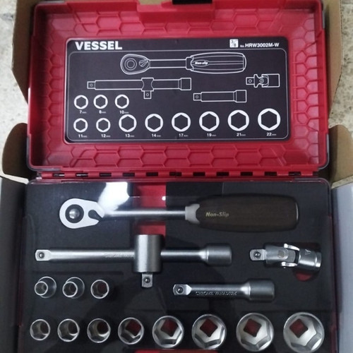 [EZM.1010015] KUNCI SHOCK SET VESSEL Wood-compo Ratchet Set 3/8 HRW3002M-W