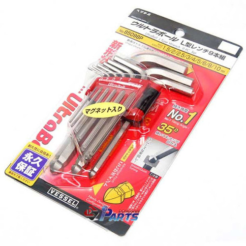 [EZM.1010036] Kunci L VESSEL Set 9 Pc Ukuran 1.5 - 10 PENDEK Ultraball - 8509BP