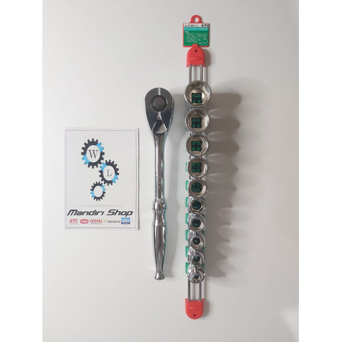 [EZM.1000096] PAKET KUNCI SHOCK SET KTC 10 PC KEMBANG 6 DAN RATCHET SQUARE 1/2 08-24