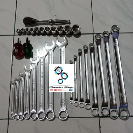 PAKET SET RINGRING,RINGPASS,RATCET,OBENG CEBOL & SHOCK SQUARE 3/8 KTC