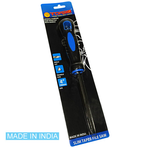 [EZM.1000359] TORA Kikir Segitiga Gagang Karet 4 Inch - Slim Taper File Saw - INDIA