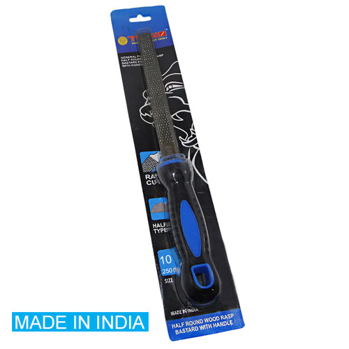 [EZM.1000363] TORA Kikir Kayu 1/2 Bulat Gagang Karet 10 Inch - INDIA