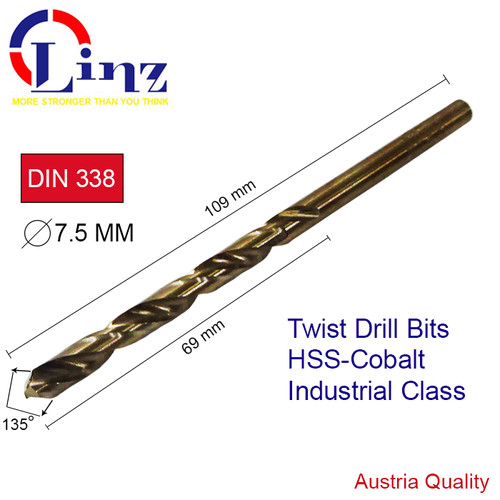[EZM.1000401] LINZ Mata Bor Besi & Stainless 7.5 MM - Drill Bits HSS Cobalt