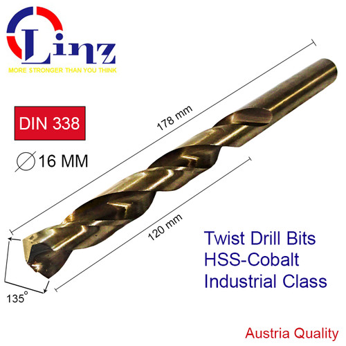 [EZM.1000414] LINZ Mata Bor Besi & Stainless 16 MM - Drill Bits HSS Cobalt