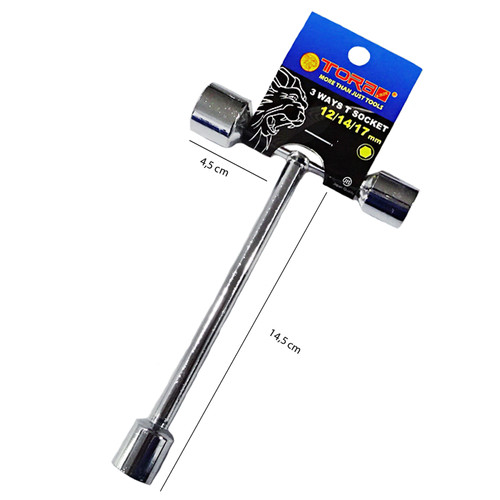 [EZM.1000500] TORA Kunci Sock T 3 Mata 12, 14, 17 MM - T Socket Wrench 3 Ways