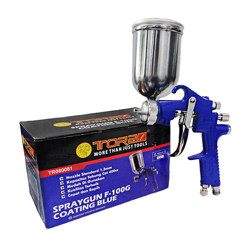 [EZM.1000520] TORA Spray Gun F100G Body Biru - Alat Semprot Cat Tabung Atas