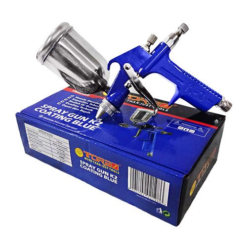 [EZM.1000522] TORA Spray Gun K2 Body Biru - Alat Semprot Cat Tabung Atas