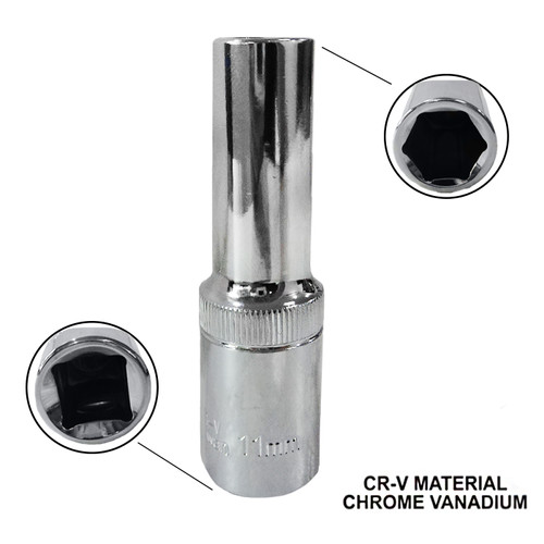 [EZM.1000555] TORA Mata Sok 11 MM 1/2 DR 6 PT - Deep Socket