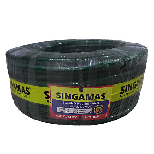 [EZM.1000560] SINGAMAS Selang Air PVC Benang Hijau Lumut 5/8 Inch x 50 Meter