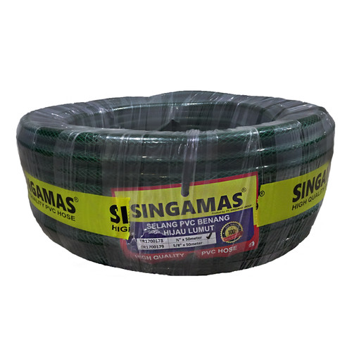 [EZM.1000561] SINGAMAS Selang Air PVC Benang Hijau Lumut 1/2 Inch x 50 Meter