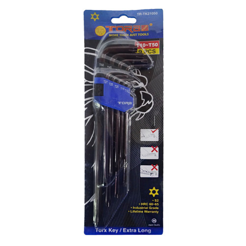 [EZM.1000634] TORA Kunci L Bintang Extra Panjang T10 - T50 Set 9 Pcs