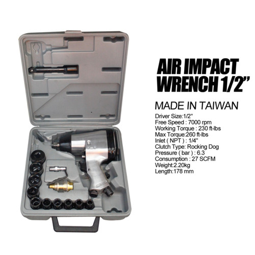 [EZM.1000867] CLEARANCE SALE Tora Air Impact Wrench Kit 1/2 Inch - TAIWAN