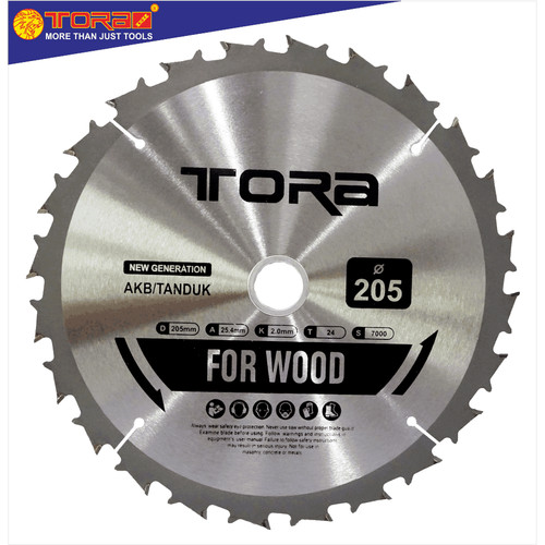 [EZM.1001398] TORA Mata Pisau Potong Kayu 8 Inch 205 x 24T TCT Model AKB / Tanduk