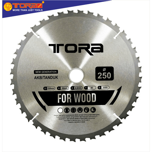[EZM.1001399] TORA Mata Pisau Potong Kayu 10 Inch 250 x 40T TCT Model AKB / Tanduk