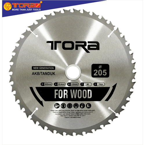 [EZM.1001400] TORA Mata Pisau Potong Kayu 8 Inch 205 x 40T TCT Model AKB / Tanduk