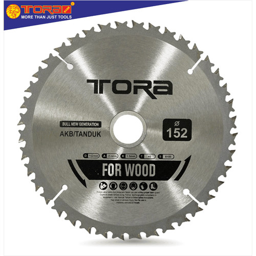 [EZM.1001401] TORA Mata Pisau Potong Kayu 6 Inch 152 x 40T TCT Model AKB / Tanduk