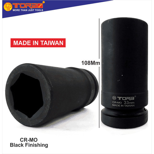 [EZM.1001588] TORA Mata Sok Impact Long 33 mm 1" 6 PT - Socket Deep Impact - Taiwan