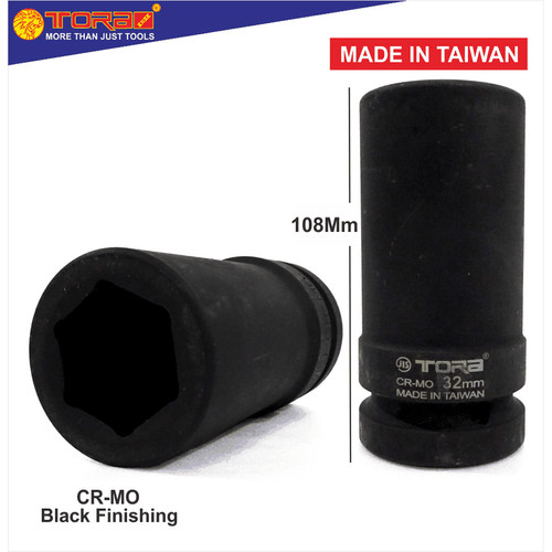 [EZM.1001589] TORA Mata Sok Impact Long 32 mm 1" 6 PT - Socket Deep Impact - Taiwan