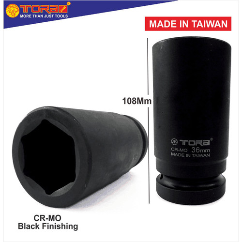 [EZM.1002431] TORA Mata Sok Impact Long 36 mm 1" 6 PT - Socket Deep Impact - Taiwan