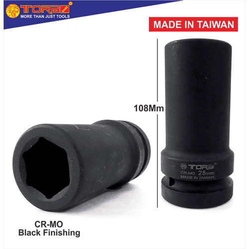 [EZM.1001593] TORA Mata Sok Impact Long 28 mm 1" 6 PT - Socket Deep Impact - Taiwan