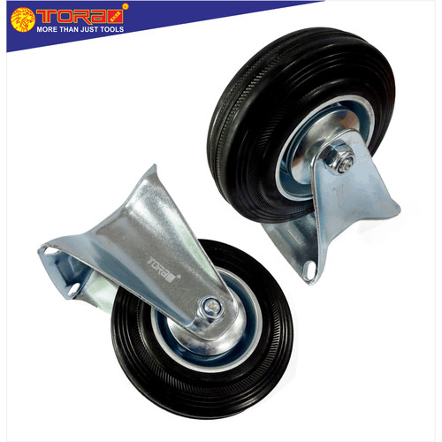[EZM.1001607] TORA Roda Caster Karet Mati 4 Inch - Black Rubber Rigid