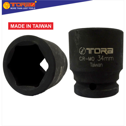 [EZM.1001652] TORA Mata Sok Shock 34 MM 3/4 DR Hitam - Socket Hand 6 PT - TAIWAN