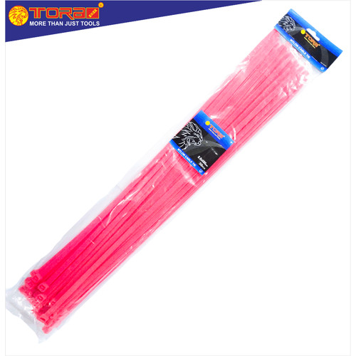 [EZM.1001679] TORA Kabel Tis Nylon 8.8 x 600 mm - Tali Ikat Warna Merah 50 Pcs