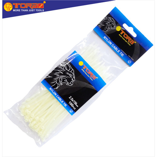 [EZM.1001690] TORA Kabel Tis Nylon 2.5 x 150 mm - Tali Ikat Warna Putih 100 Pcs