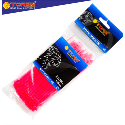 [EZM.1001692] TORA Kabel Tis Nylon 2.5 x 150 mm - Tali Ikat Warna Merah 100 Pcs